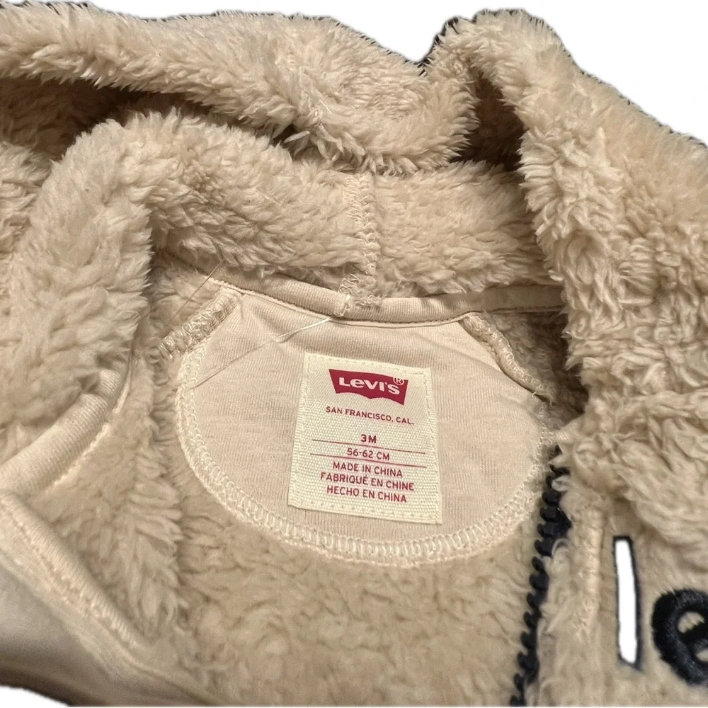 Levi's Sherpa Unisex Full Zip Long Sleeve Baby Footie Coveralls Size 3 months